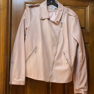Light pink fake leather jacket